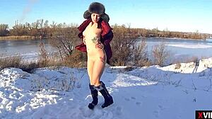Snowy handjob in the great outdoors