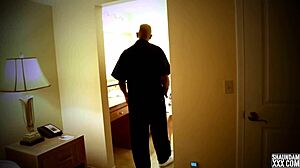 blonde babe deepthroats monster cock in shower doggystyle