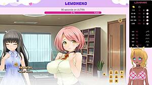LewdNeko moans as she gets creampied in game