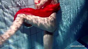 Russian Teen 18+ Lucie Dives Naked in Underwater Pool Fun