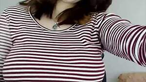 Young russian milf with big boobs masturbates using toys on homemade webcam session