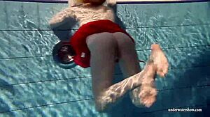 Russian Teen 18+ Lucie Dives Naked in Underwater Pool Fun