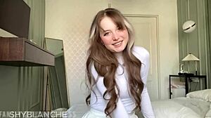 Soft cute girl wets her pillow before school starts