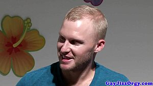 Gay hunk gets tagteamed in wild orgy