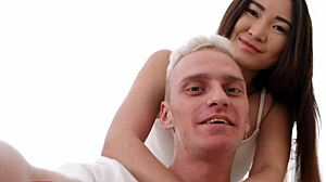 skinny brunette with small tits rides boyfriend's cock cowgirl style