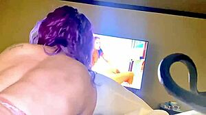 Young brunette experiences intense orgasm