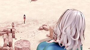 Blonde defeats brunette and dominates with pussy fucking in 3D futa.