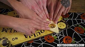 Halloween gay threesome banging with wild group action!