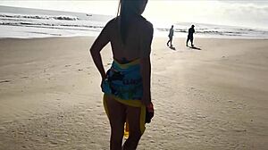 I can't believe this milf played with a stranger's cock on the beach for public anal!