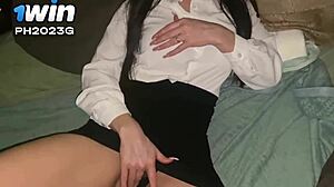 Sexy Milf Makes Stepson Watch Her Fuck Herself With Big Dildo!