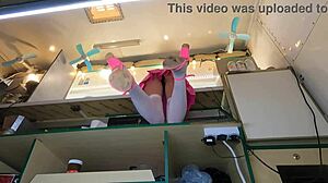 Crazy girl upskirted at work