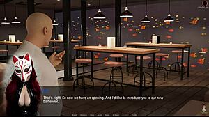 Brunette maid Kate dominates with public upskirt cosplay