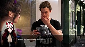 Brunette maid Kate dominates with public upskirt cosplay