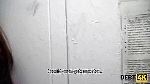 Debt4k stud whips out hard cock to punish stunning brunette debtor with doggystyle.