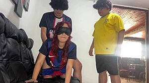 friend pays bet with gorgeous blindfolded girlfriend ntr