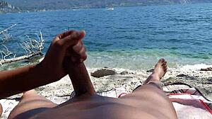 wife jerks and sucks me off on public beach