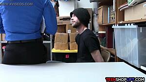 milf police officer catches shoplifter and fucks him hard in back office with big tits and ass!