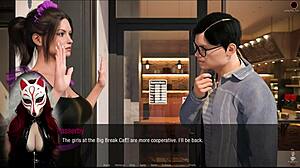 Brunette maid Kate dominates with public upskirt cosplay