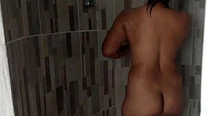 While our husbands were out, my friend and i showered together and ended up fucking