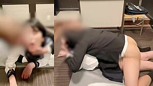 Japanese cosplay couple in dirty talk drama. Raw creampie action unfolds in homemade clip.