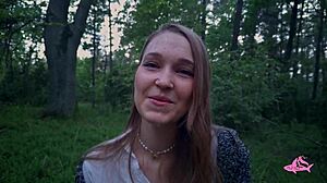 Asian nympho gets a facial in the forest part 2