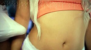 Latina babe sucks horny cock through underwear