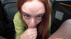 Sexy redhead MILF gets a rough ride in a taxi