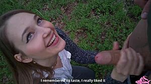 Asian nympho gets a facial in the forest part 2