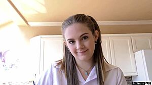 Naughty Teen Devon Green Feels Intense Pleasure Rubbing Her Small Tits and Twat