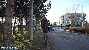 Public agent's blind taste test of Tina Princess's cum