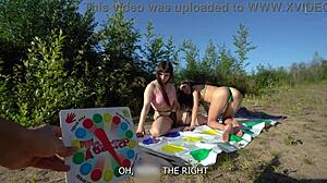 unforgettable double blowjob challenge in forest