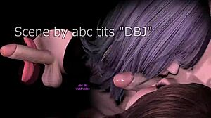 Anime girl gives double blowjob in 3D hentai