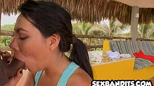 Latina Brunette with Big Tits Fucks Outdoors Intensely