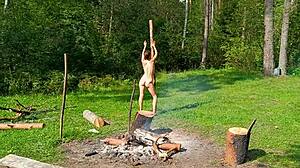 Brunette Takes Intense Doggystyle Anal Deep in the Woods