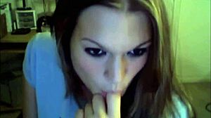 Huge natural tits teen spreads her pussy on camera