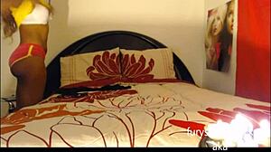 Ebony Workout Babe Squirts Powerfully From Her Huge Pussy Lips In Panties During Hurricane Fury