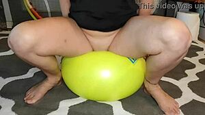 gymnastikball turns extreme with acrobatic squirting fun