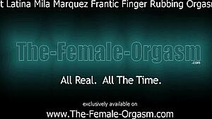 hot latina performs frantic finger rubbing to climax