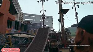 Jeny Smith Shows Great Camel Toe and Big Ass in Tight White Suit