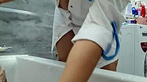 Stepmom gives her stepson a naughty massage with milk