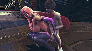 Makai kishi from taimanin asagi 3 gets tight pussy fucked in spooning pose to orgasm on floor