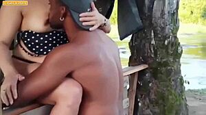 Trio by the River Fucking Hard, Creampie in Both Pussies 😍