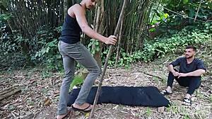 Hey, check out this blowjob in the woods with big gay cock.