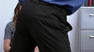 Petite shoplifter gets punished with a passionate office encounter