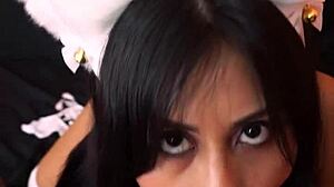 Latina kitten cosplay leads to blowjob