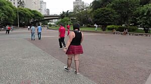 Chubby hot Mica meets two blacks with big dicks during travel