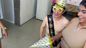 Wanna join? Busty stepdaughters bang old daddy for birthday fun!  