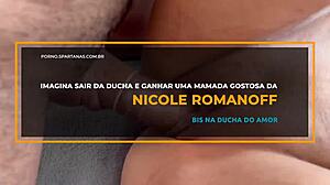 Bia Hot and Nicole Romanoff’s hot shower scene with close-ups and cowgirl position