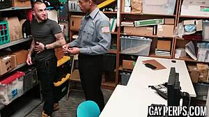 Muscular tattooed hunk gets his ass pounded with a big black cock