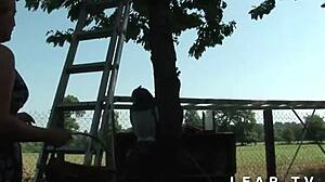 that petite slut with big tits and ass in threesome with grandpa